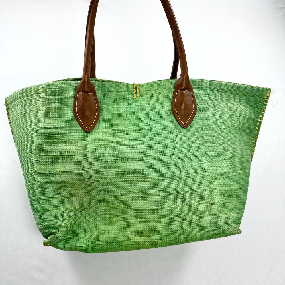 Lilly Pulitzer For Target Green Straw Travel Tote Beach Bag Resort Tropical - Picture 3 of 16